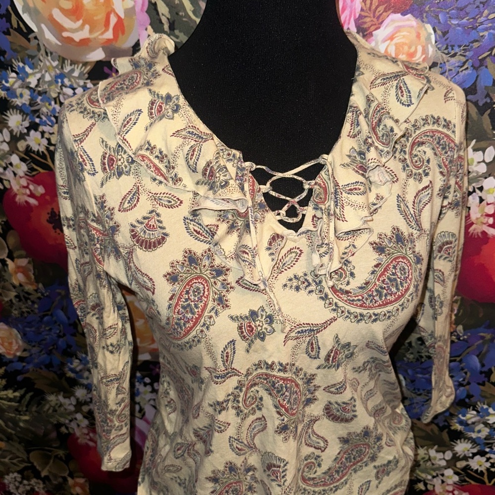 Paisley Print Women's Top - Cream